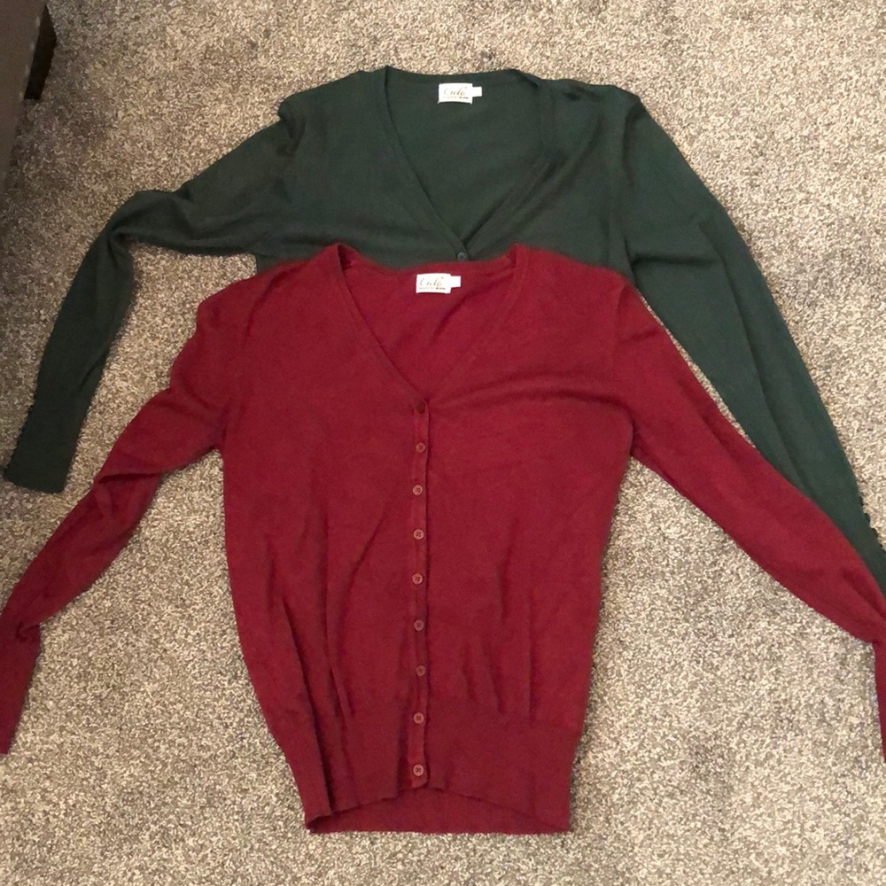 V-neck button up cardigan sweaters 2